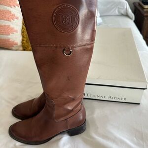 Etienne Aigner Brown Leather Riding Boots